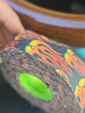 Neon Flame Pattern Adhesive Tape - Black with Orange & Yellow Flames